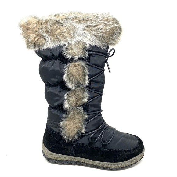 Wanderlust Helina2 black waterproof fur lined tall winter boots WIDE CALF - Picture 1 of 7